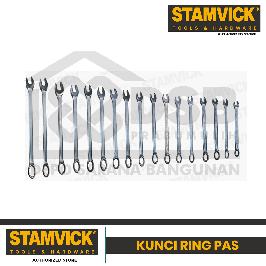 STAMVICK Kunci Ring Pas Ukuran 8-19mm Kombinasi Kunci