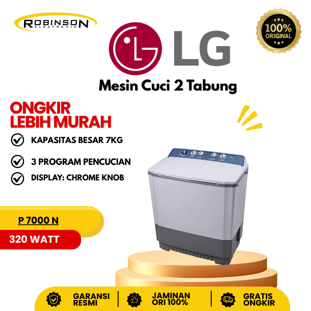 Mesin Cuci LG 2 Tabung  P7000 ( 7Kg)