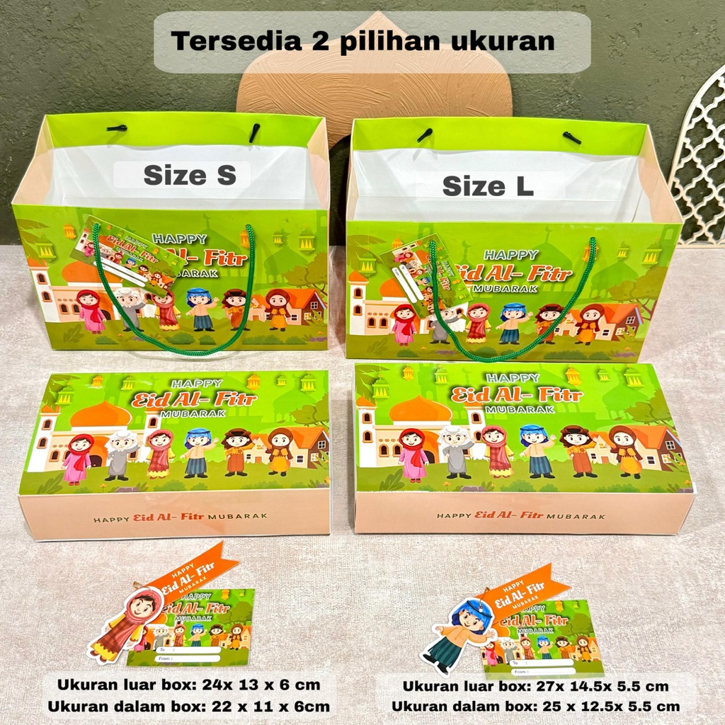 Dus Brownies Idul Fitri Sliding Box Hampers | Box Brownies Lebaran Model Sliding 2 Toples 250 gr | D