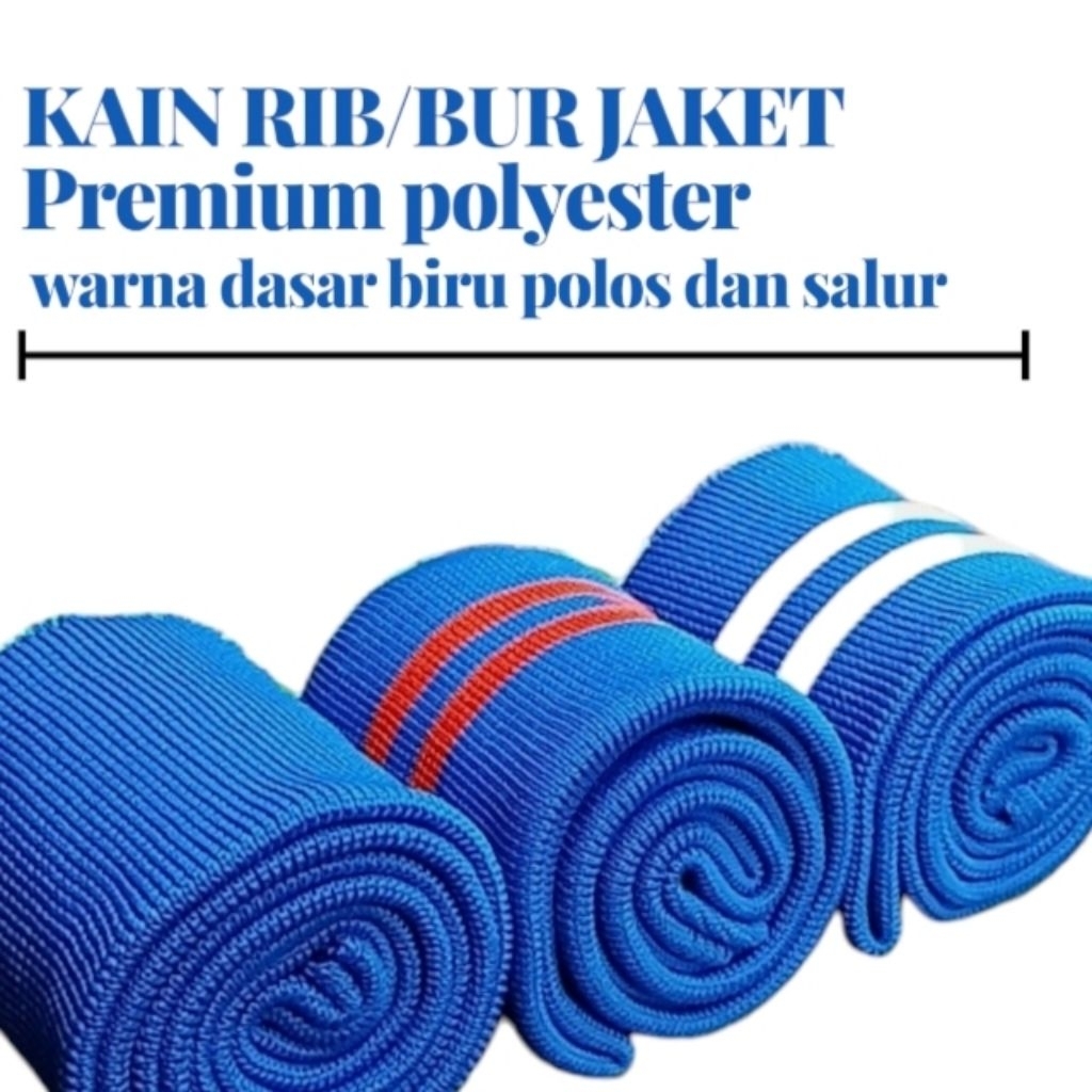 KAIN RIB/BUR Polyester Biru untuk krah lengan pinggang jaket perlembar