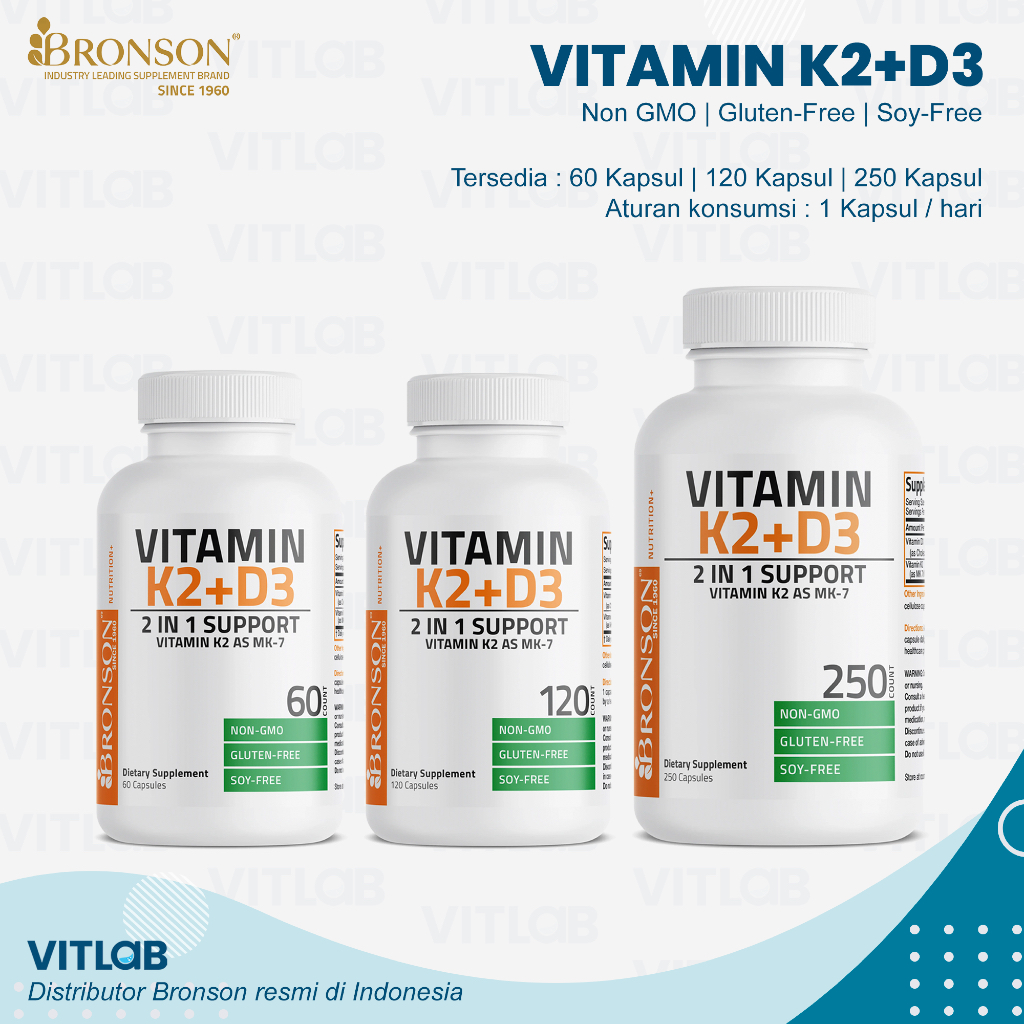 Bronson Vitamin K2 D3 5000 IU Original 60/120/250 Caps