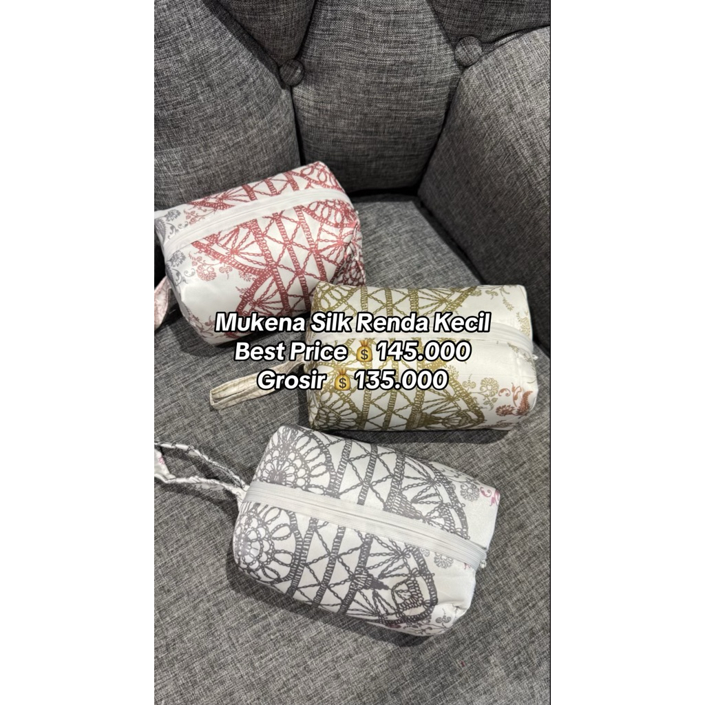 Mukena Renda kecil rok polos satin