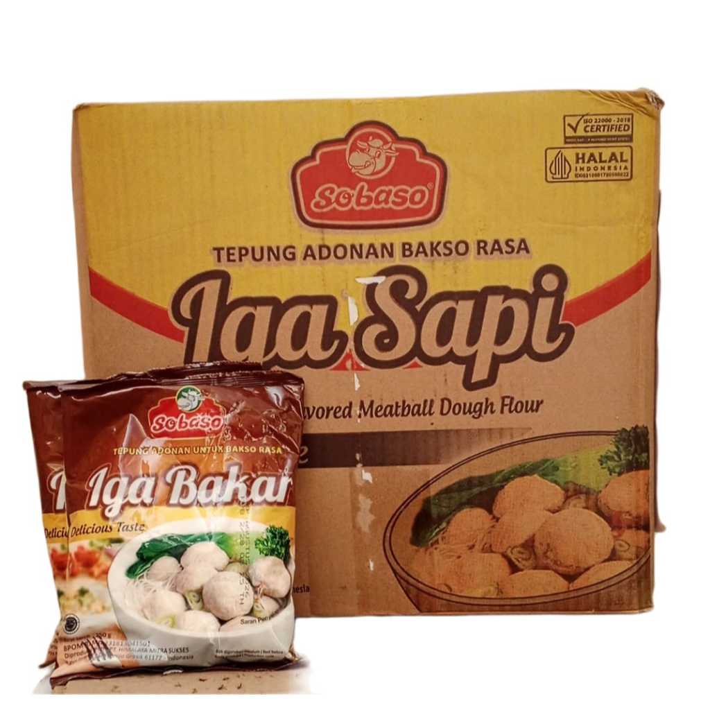 Tepung Adonan Bakso Sobaso rasa Iga Bakar 250 gr, 1 dus isi 40 pcs