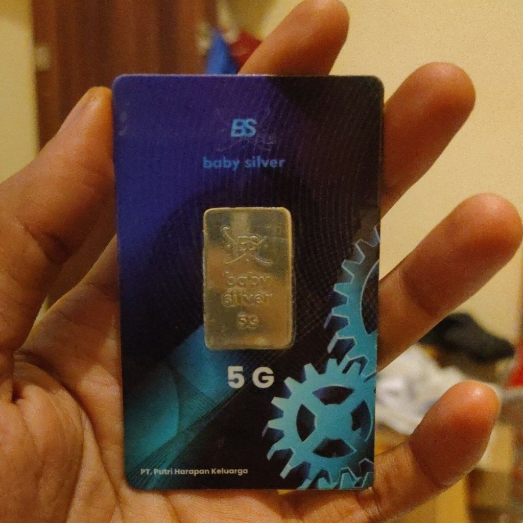 Perak Murni 5 Gram - Baby Silver 99.9% Fine Silver, Sertifikat Resmi (Free Logam Mulia 0.001 gr)