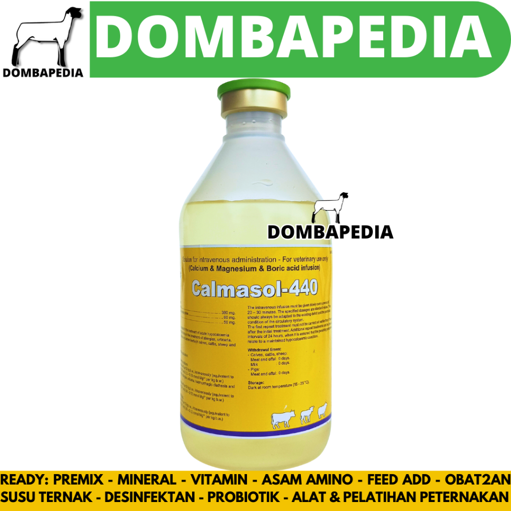 CALMASOL-440 isi 500ML - Kalsium Infus Hewan Ternak Sapi Pedet Kambing Domba Babi Lik Calcidex Plus
