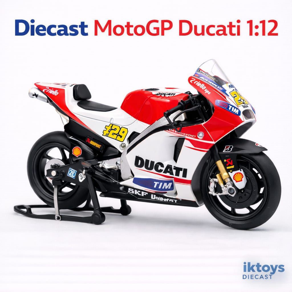 Mainan Motor Miniatur Ducati MotoGP Diecast 1:12 Newray – Bisa Belok & Jalan