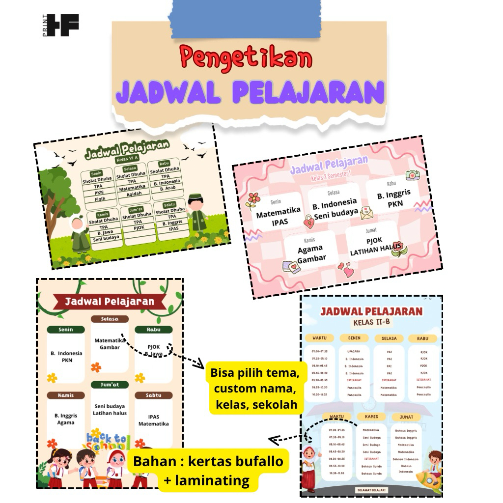 PENGETIKAN JADWAL PELAJARAN CUSTOM NAMA // JADWAL PELAJARAN SEKOLAH