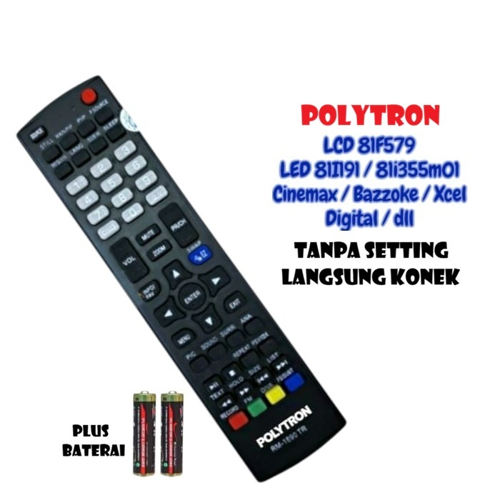 Remot TV Polytron LCD LED Baru 81F579/ 81I191/ 81i355M01 Politron Plus Baterai