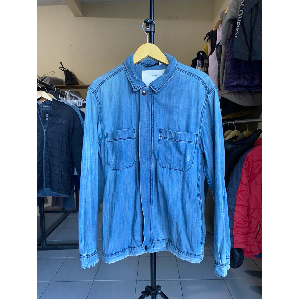 Jaket Denim Zipper Zara Man Size M fit L