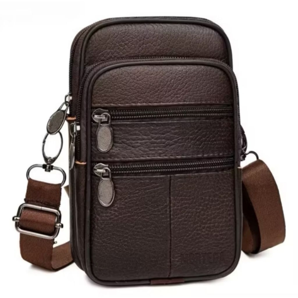 tas selempang Hp kulit tas hp cowok keren TK009 tas slepang pria