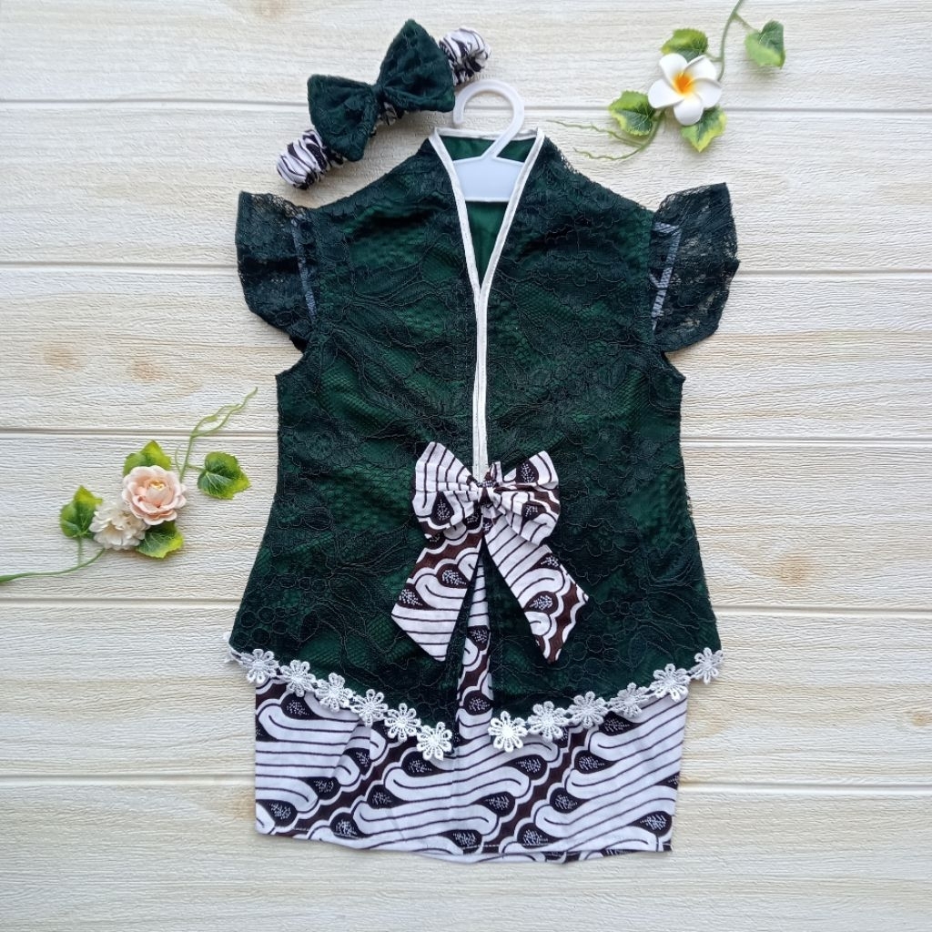 Kebaya Bayi / Setelan Kebaya Anak / Kebaya Anak Perempuan / Kebaya Anak Reyna Hijau Emerald