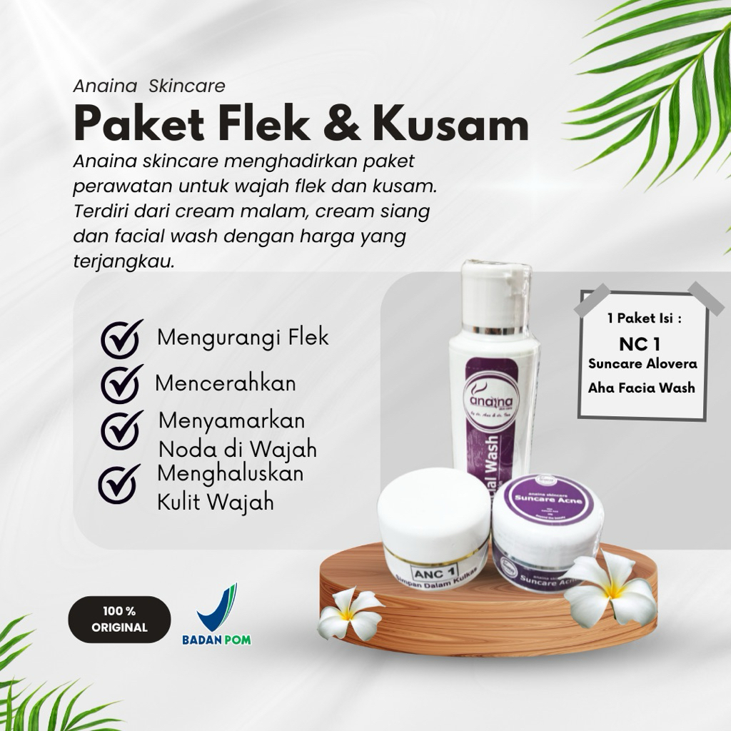 Paket Flek dan Kusam Anaina Skincare Menyamarkan Flek Membandel Mencerahkan Wajah dan Menghaluskan K