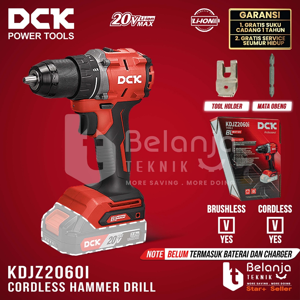 Cordless Hammer Drill DCK KDJZ2060i Z 20V Bor Impact Baterai Unit Only