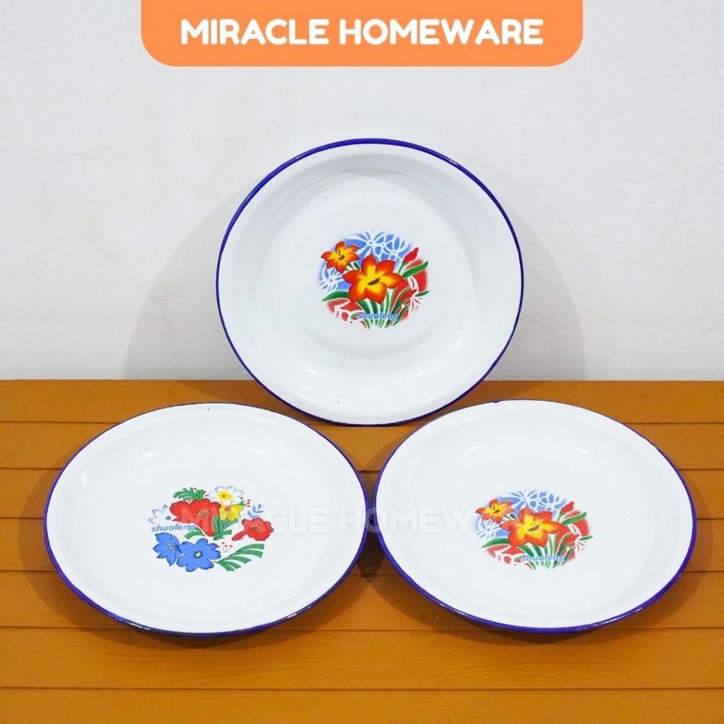 Loyang Seng Motif Bunga | Piring Jadul Enamel  | Loyang kue lapis