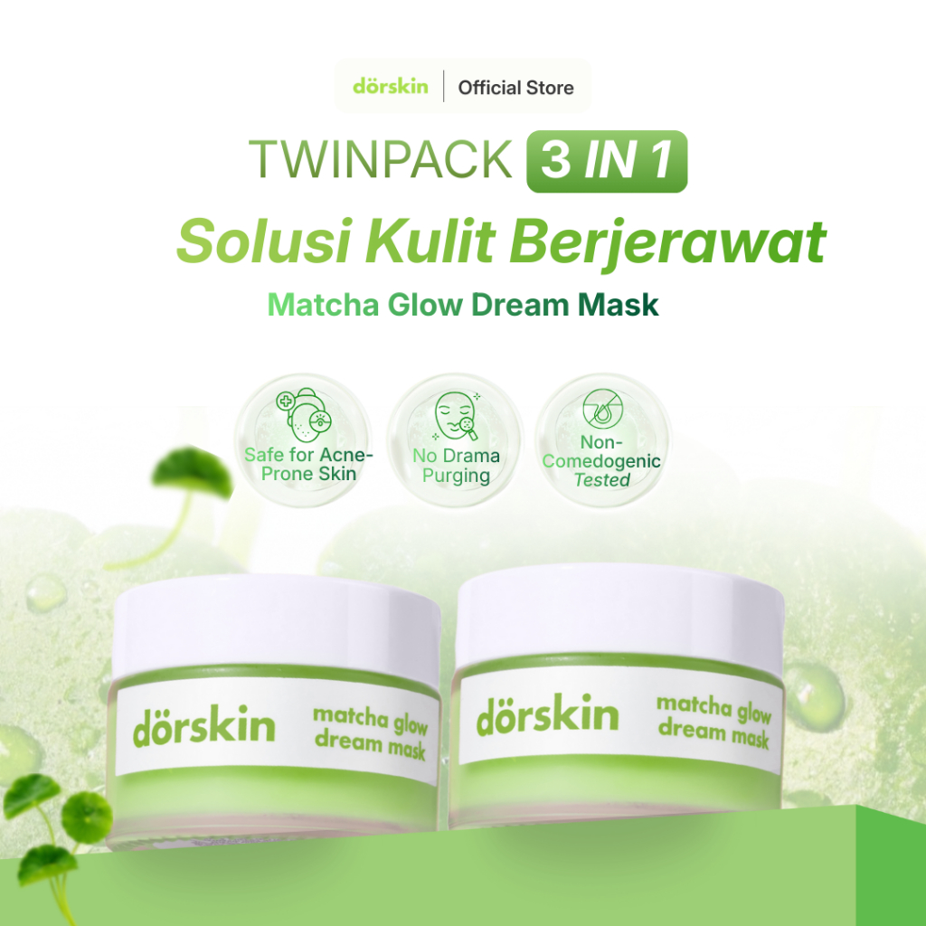 [FLASH SALE] - Twin Pack Dorskin Matcha Glow Dream Mask Super 3in1 Multfungsi Melembabkan dan Mengat