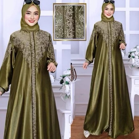 NEW PORODUK GAMIS WANITA BORDIR BAHAN SATIN KRISTAL ORIGINAL GAMIS BORDIR LEBARAN 2026