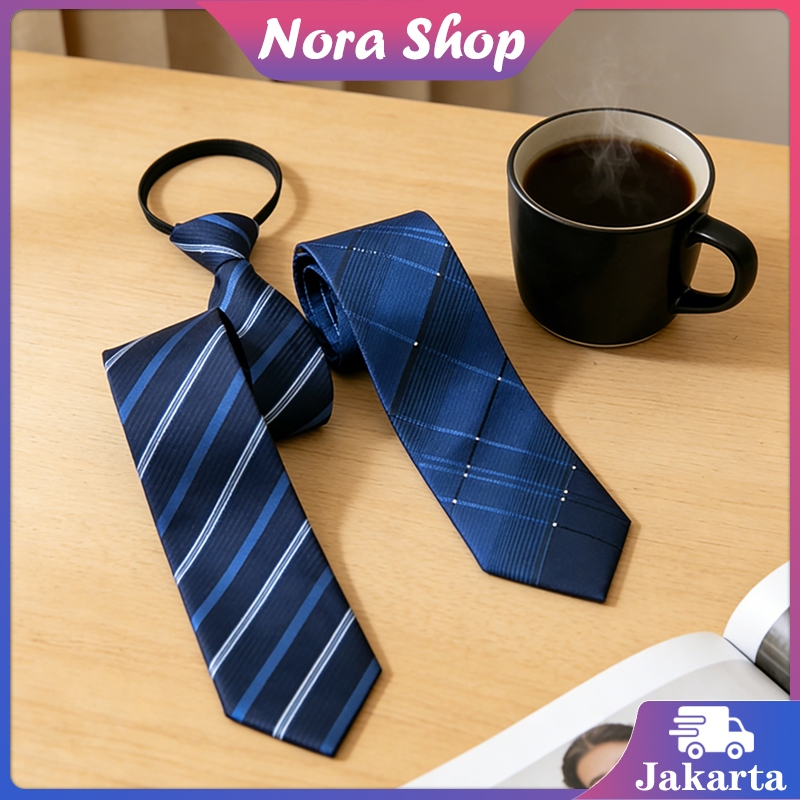 Dasi Kantor Dasi Resleting / Dasi Pria Instan Resleting Motif Garis