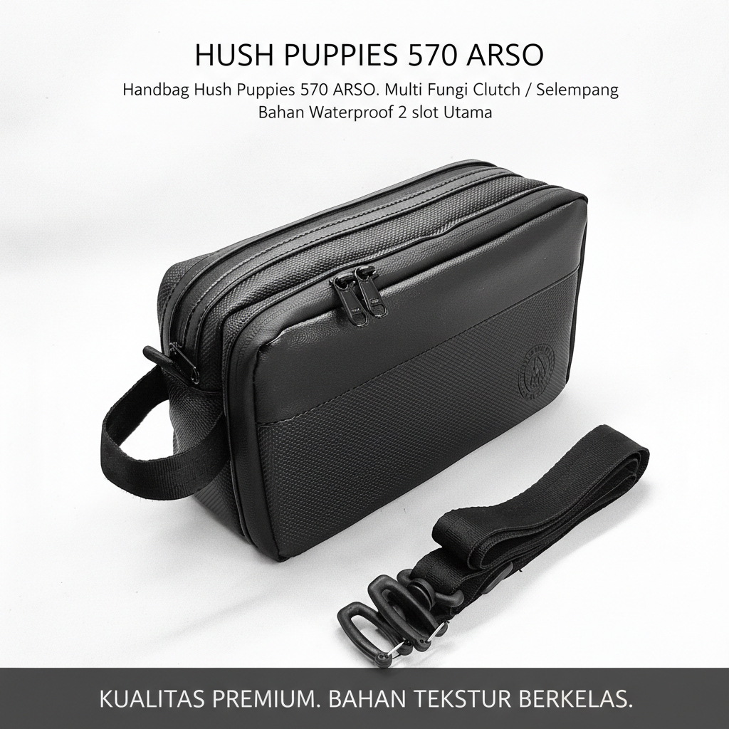 Tas Handbag Pria Hush Puppies 570 ARSO Hitam Premium | Tas selempang multifungsi