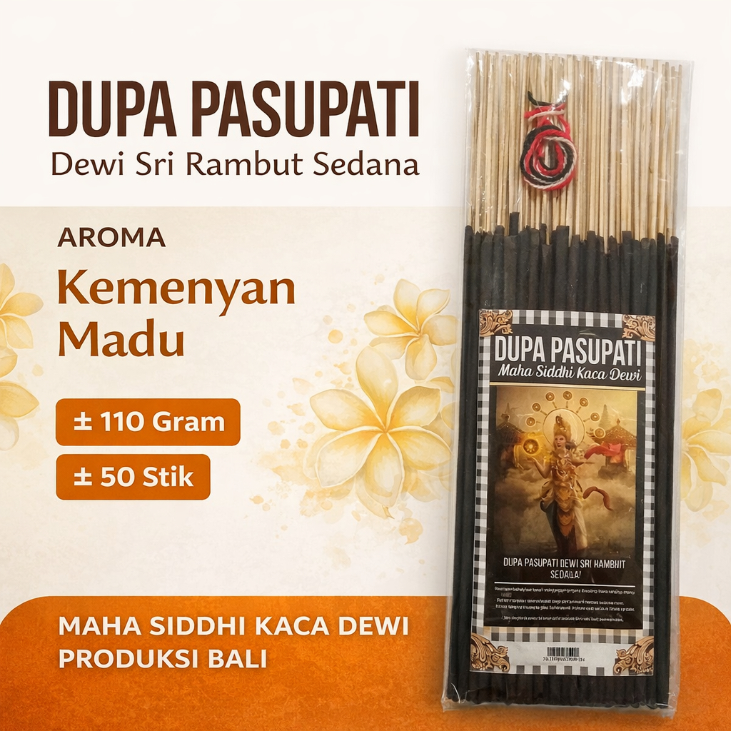 Dupa Pasupati Dewi Sri Rambut Sedana Aroma Kemenyan Madu 110gr | Isi 50 Stik | Maha Siddhi Kaca Dewi