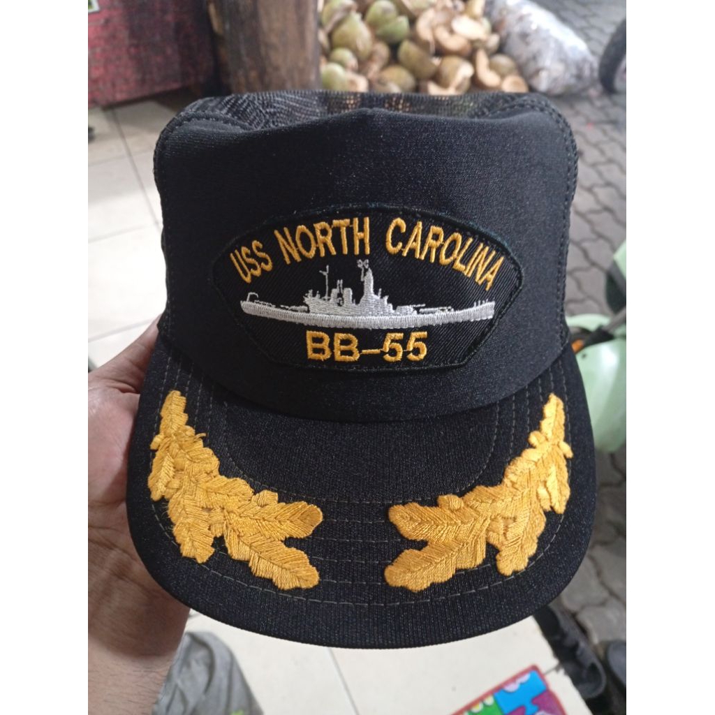 Topi Jaring Vintage USS NORTH CAROLINA NRA LOGO PADI Made in USA