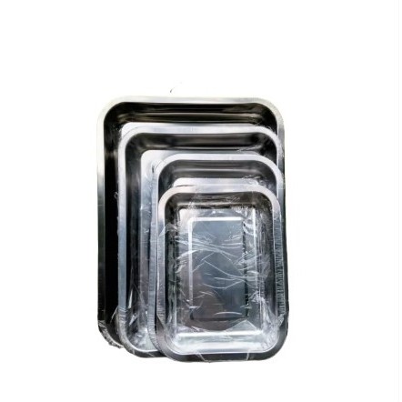 Satu Set Nampan Stainless Persegi 4 Ukuran Nampan Baki Stainless Steel  Nampan Kotak Stainless Steel