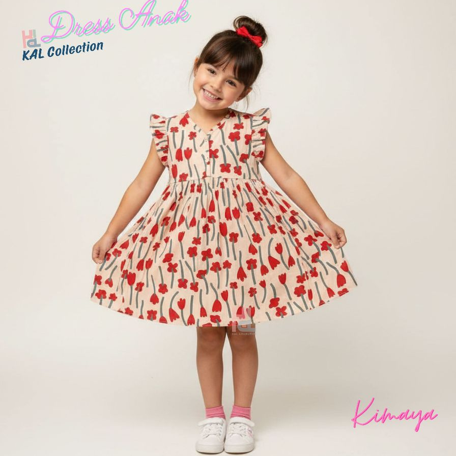 Daster Anak KAL Rempel Susun / Dress Anak Perempuan 5-10 Tahun Bahan Katun Rayon Premium motif bunga