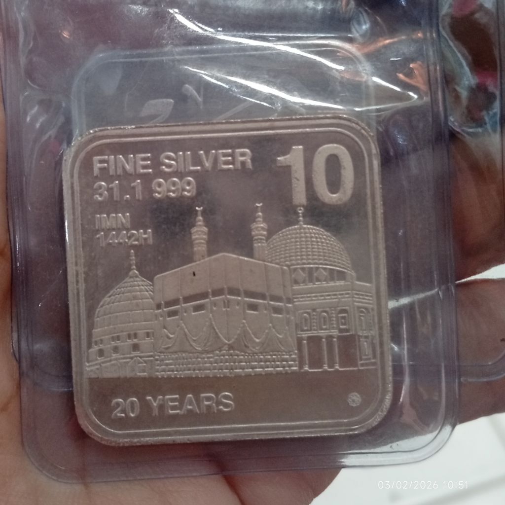 Dirham IMN10,Silver IMN 10 Dirham,Silver 1 Oz IMN 31.1 Gram bentuk Cantik