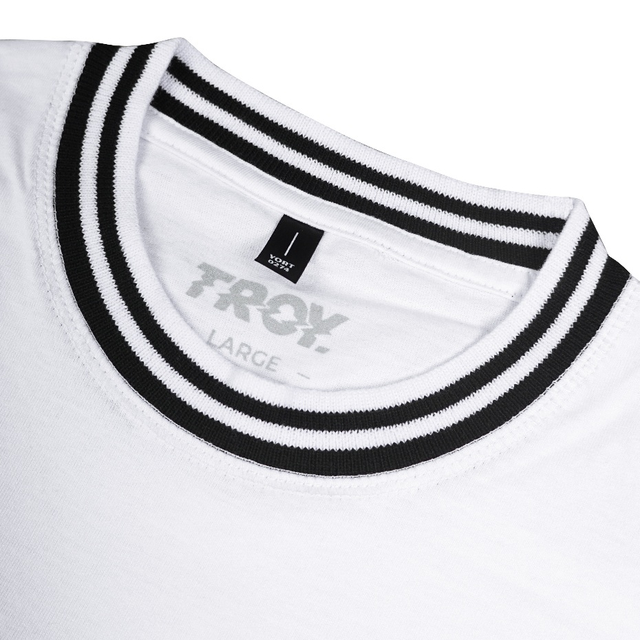 Troy Company Neck Strip Tshirt White Vivere Equitare - Kaos Lengan Pendek Kaos Putih KST 3039-2B2W