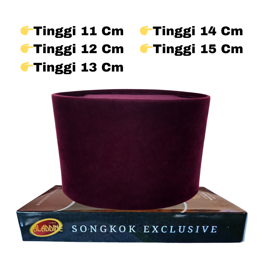 Songkok peci merah tinggi 11cm,12cm,13cm,14cm,15cm peci songkok merah songkok merah maroon