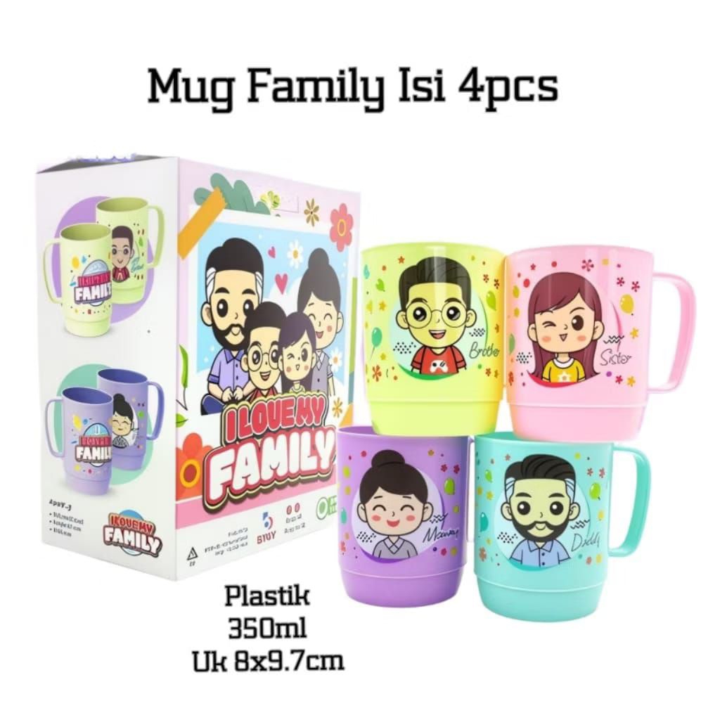Mug Family Set 4 Pcs + Box Gelas Family Mug My Family Mug Biggy Home