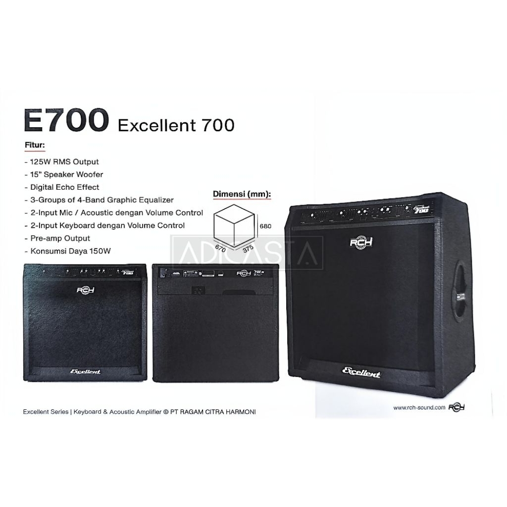 Ampli Keyboard & Gitar Akustik RCH E700 Excelent 700 Original