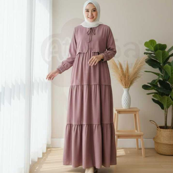 GAMIS ROMPI POLOS AYARA MAXY DRESS ATHATA EXCLUSIVE/GAMIS REMAJA MODEL SUSUN TERBARU BAHAN ROSE LINE