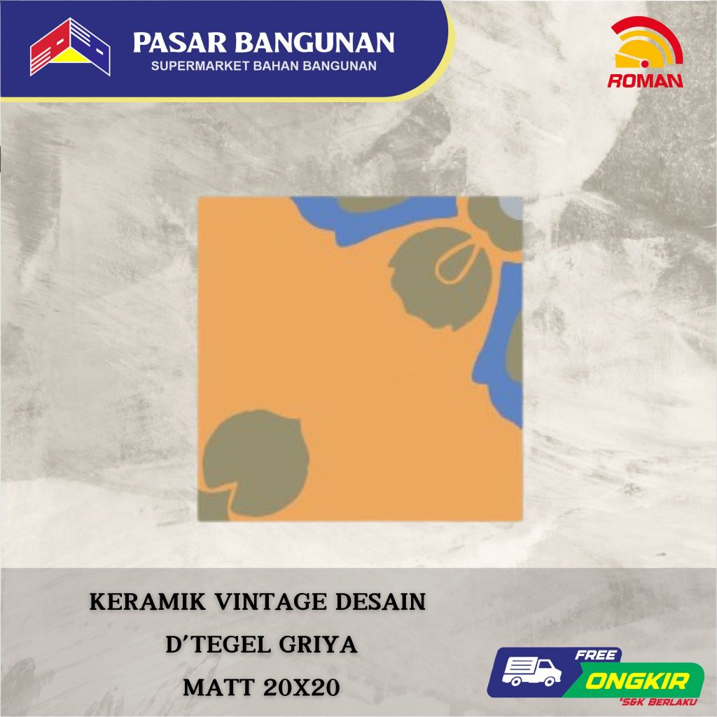 Keramik Tegel Motif Vintage ROMAN d'Tegel Griya 20x20 Grade A RPA20207010 Archipelago Series