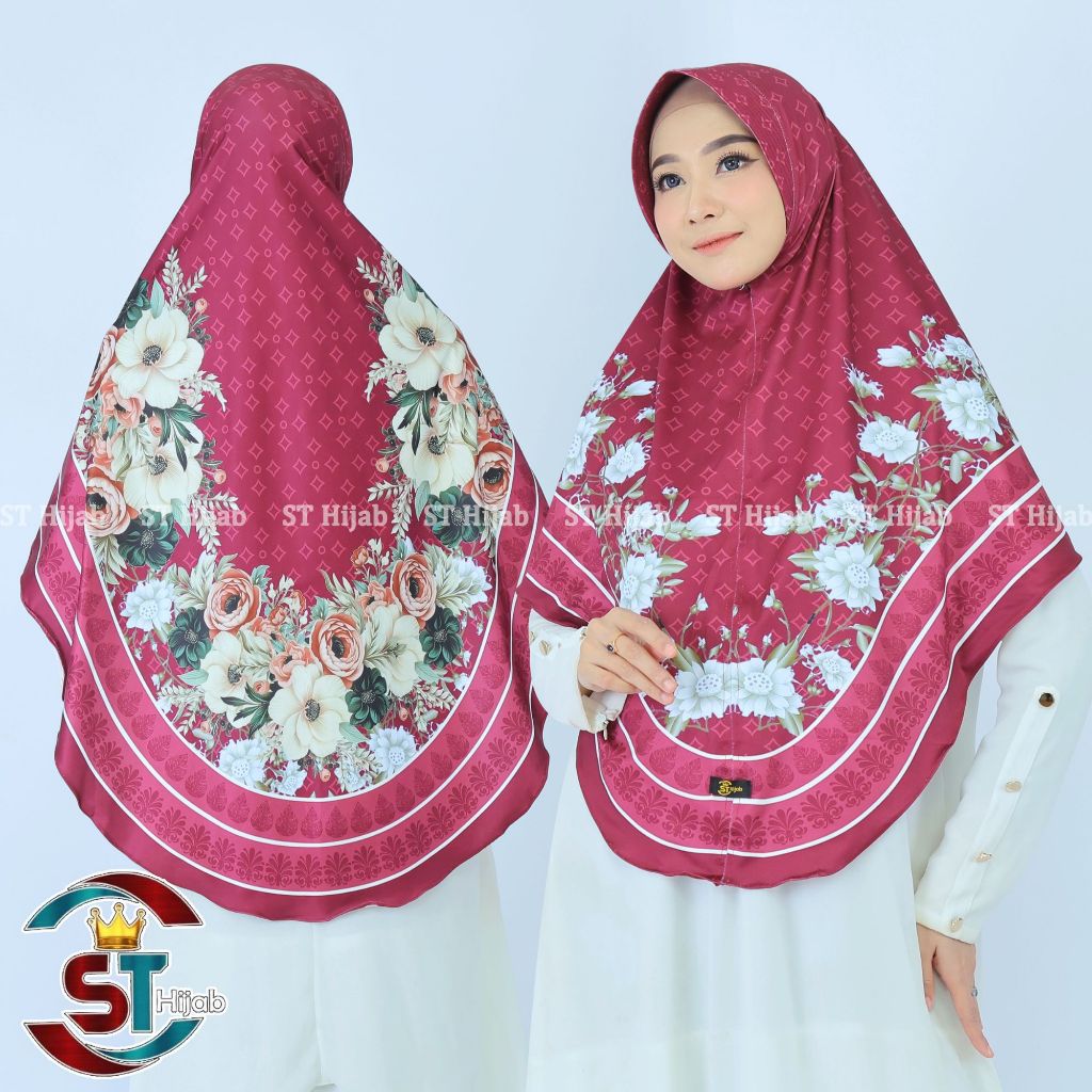 ST Hijab - Hijab Motif Kanaya Instan Jumbo Syar'i Jersey Premium