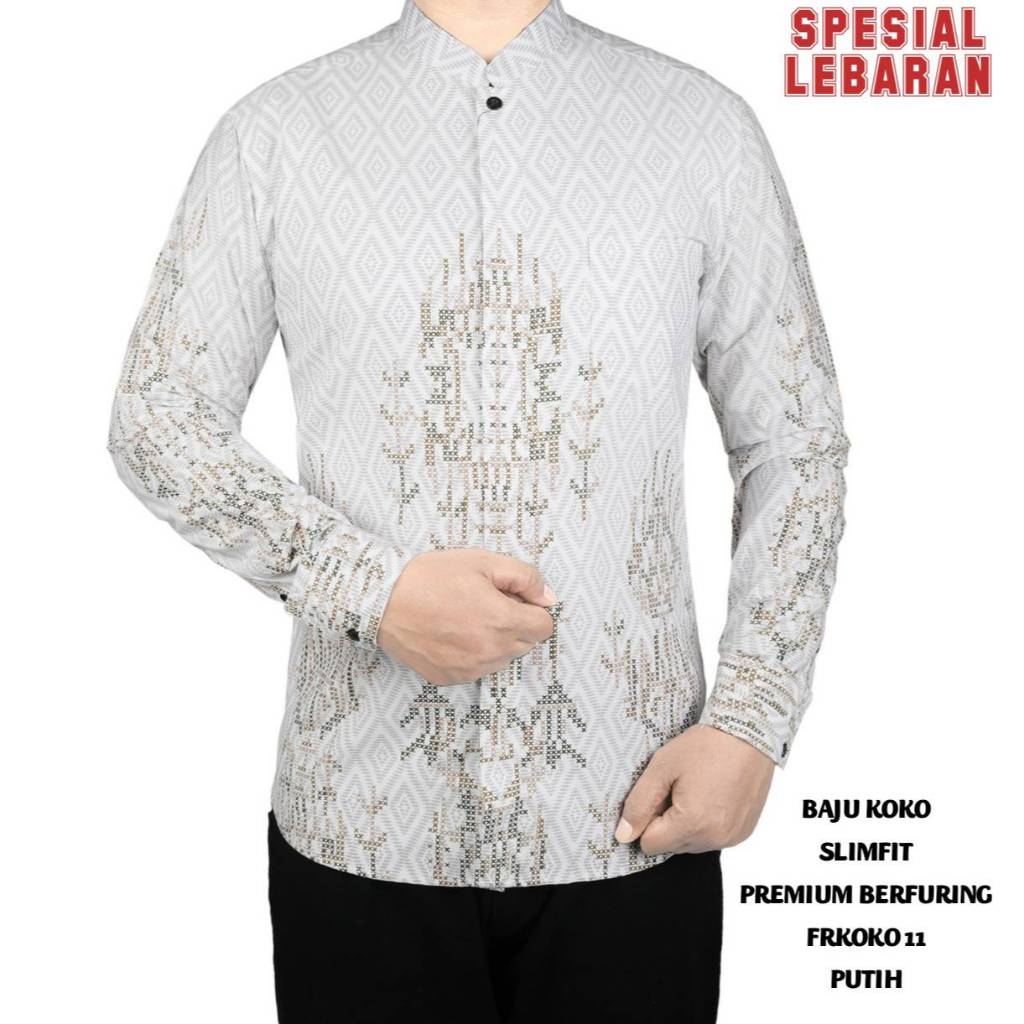 BAJU KOKO PRIA KEMEJA KOKO PRIA LENGAN PANJANG WARNA PUTIH FORTUN REMO PREMIUM