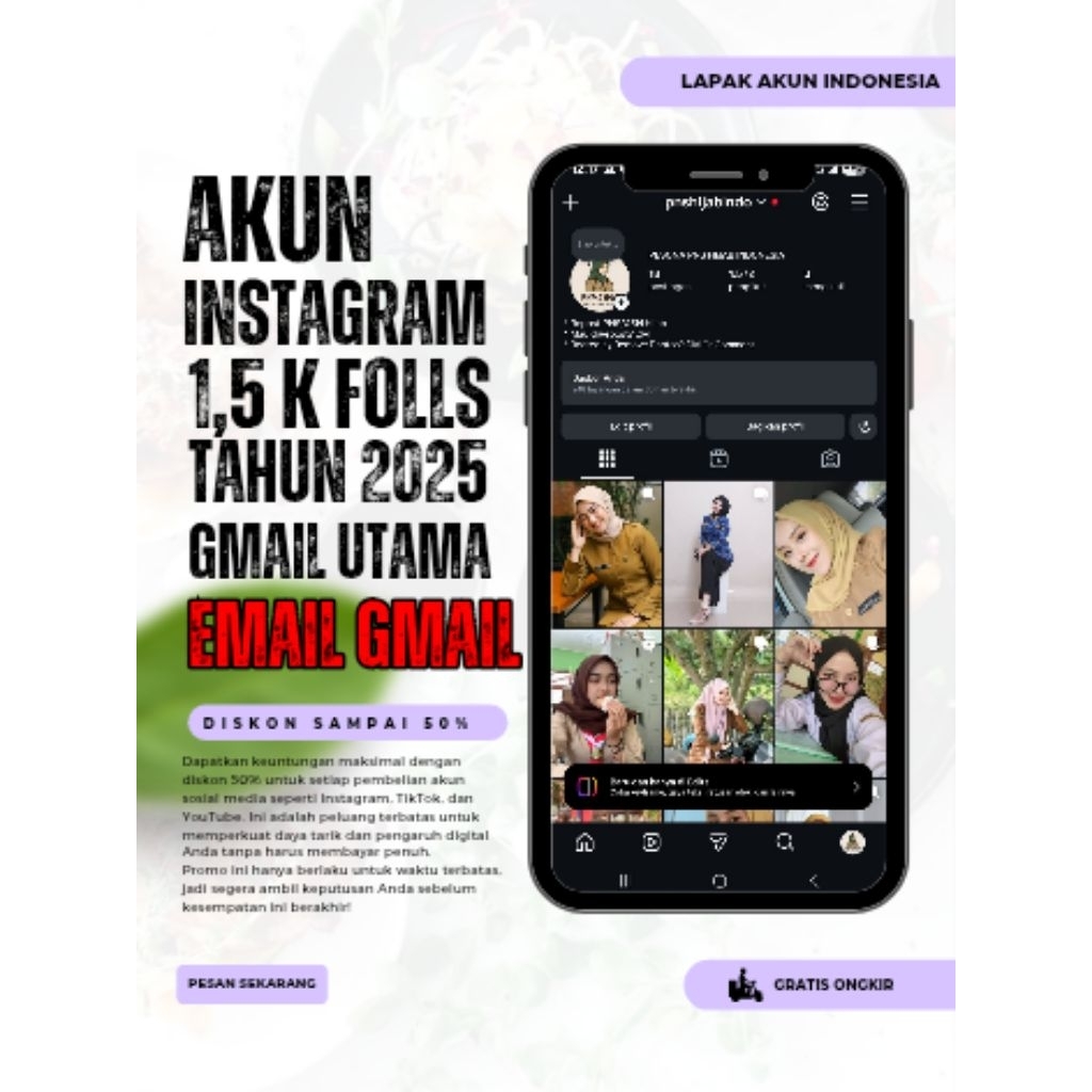 AKUN INSTAGRAM 1,5K FOLLOWERS LENGKAP DENHAN EMAIL PEMBUATAN