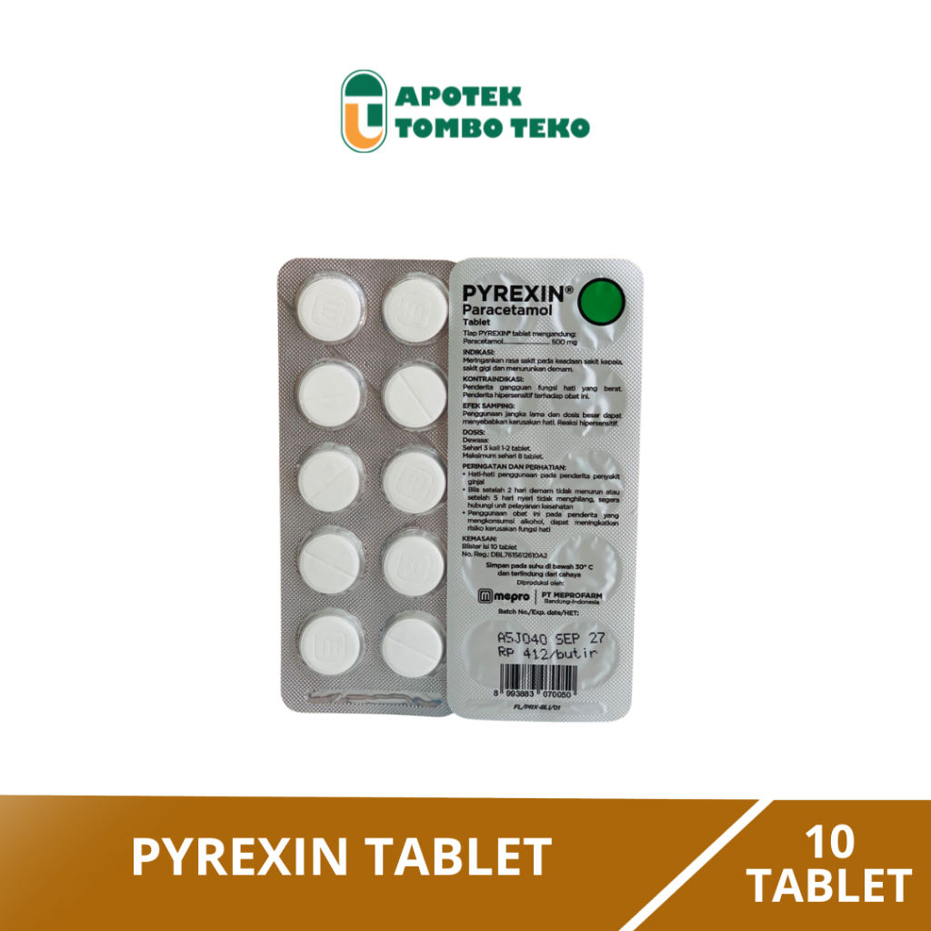 Pyrexin Paracetamol 500mg 10 Tablet