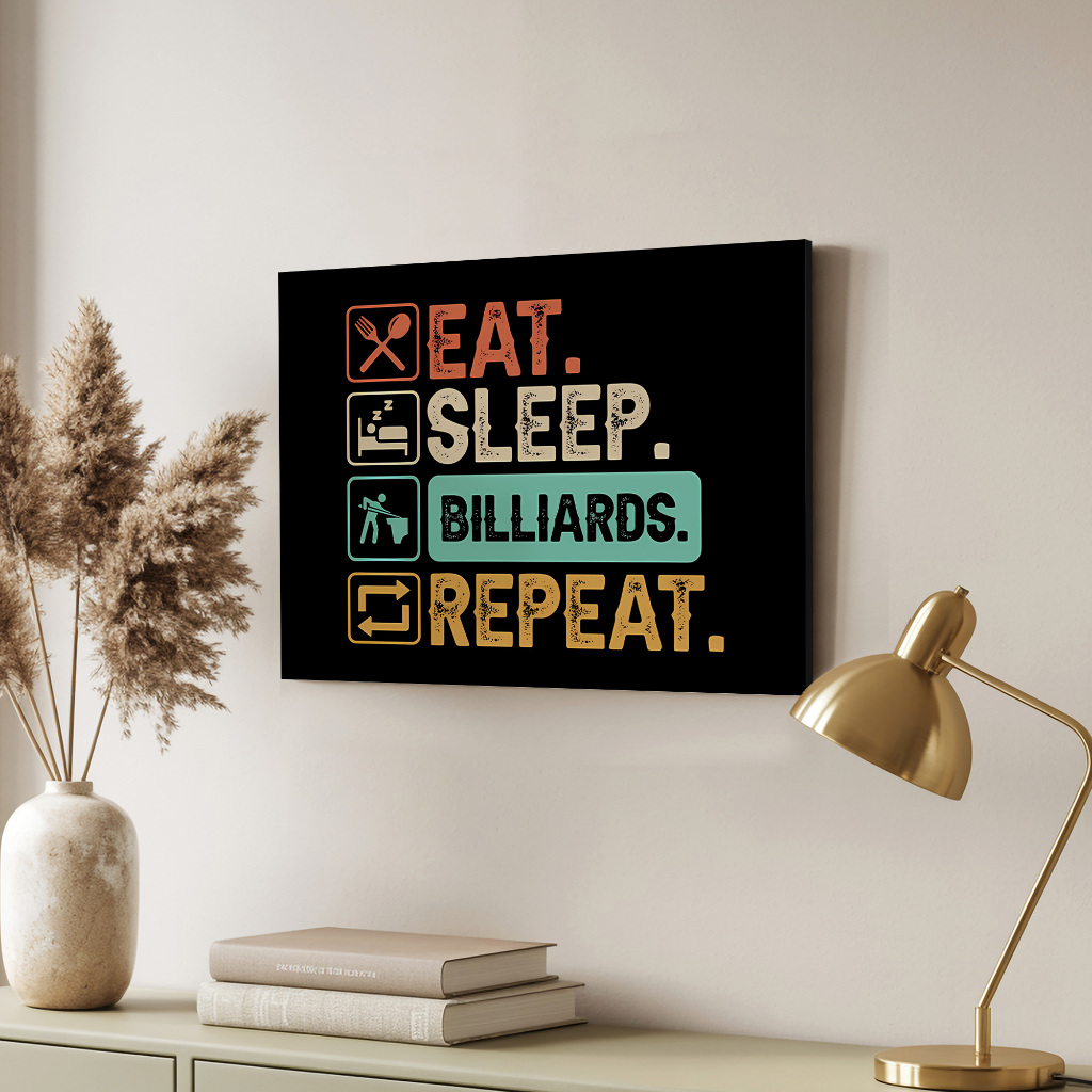 Eat Sleep Billiard Repeat Poster Dekorasi Hiasan Dinding