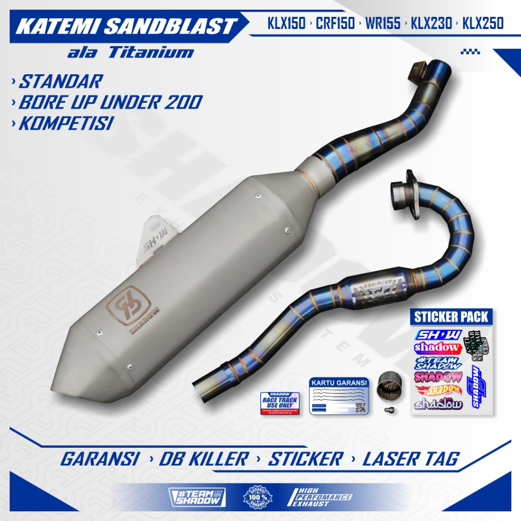 Knalpot CRF150 KLX150 WR155 Katemi Ala Titanium SHADOW EXHAUST SYSTEM