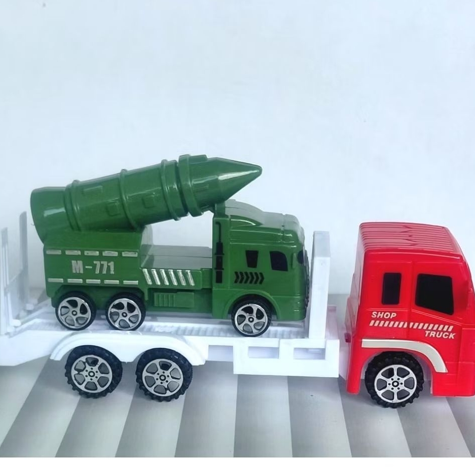 mainan diecast mobil rudal army anak - miniatur truk army rudal