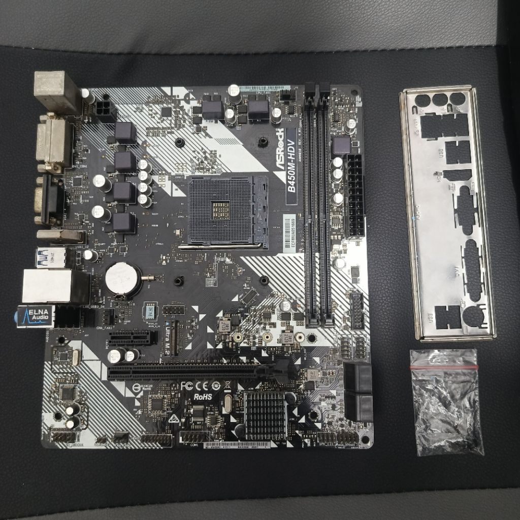 Mobo motherboard B450M-HDV bekas second normal