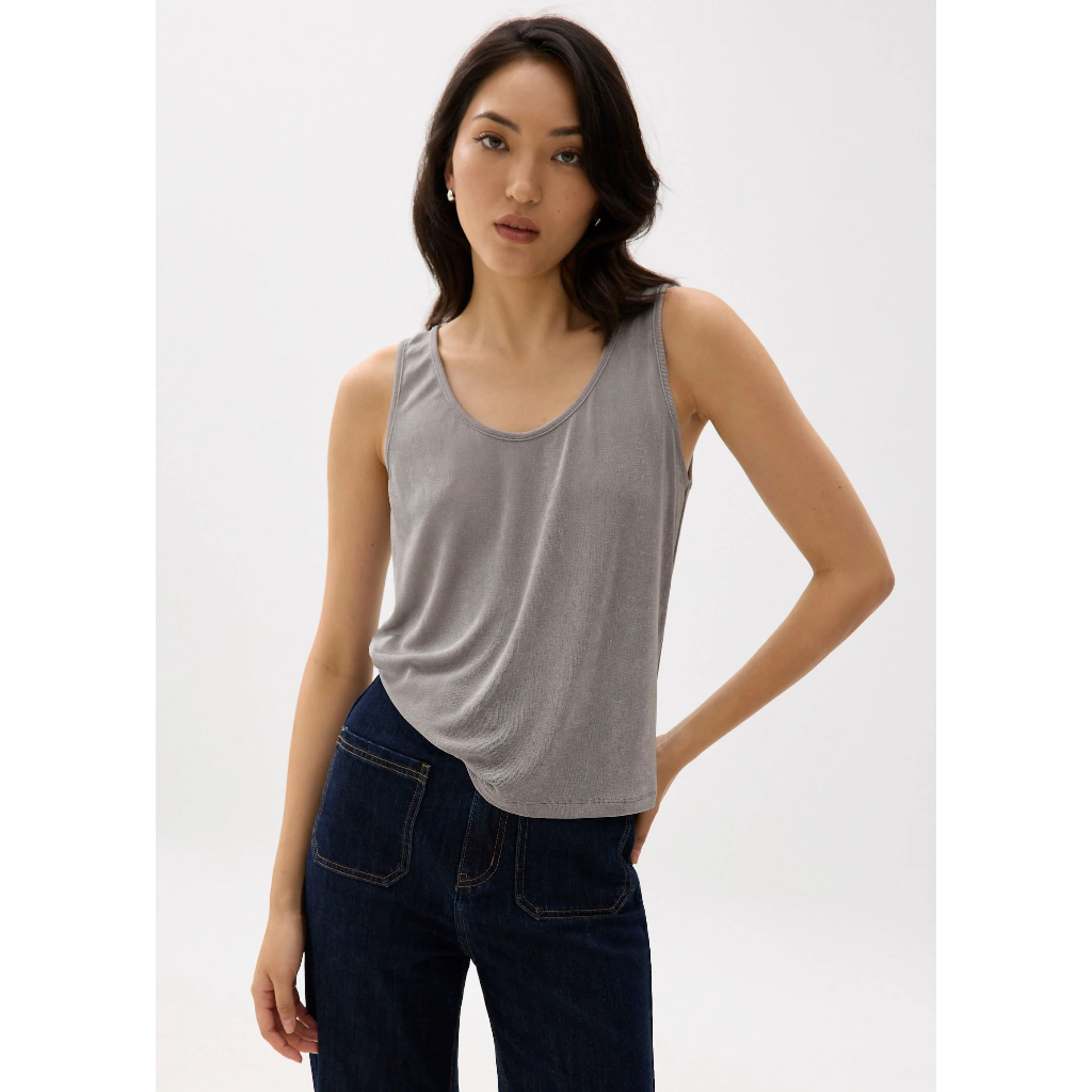 LB Relaxed metallic scoop neck tank top
