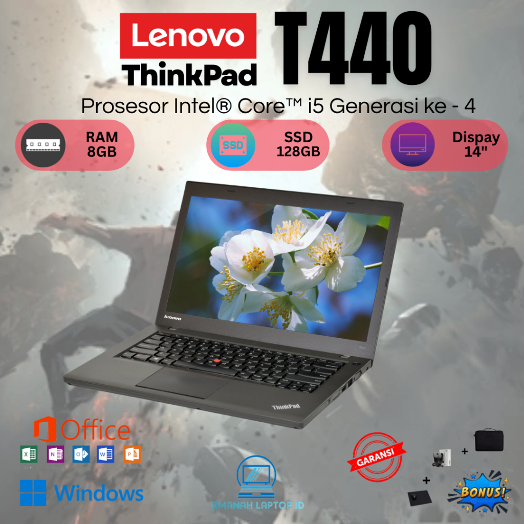 LENOVO ThinkPad T440 i5 Gen 4 RAM 8GB SSD 128GB SSD