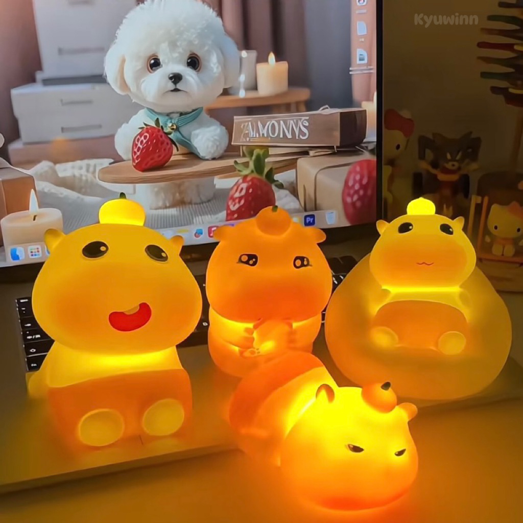(READY)Lampu Tidur LED Karakter Capybara Lulu/Lampu Tidur Silikon Untuk Anak Laki-Laki&Perempuan/Hia