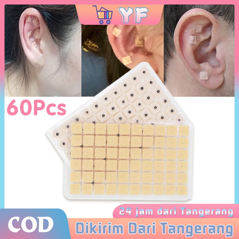 60Pcs Biji Terapi Telinga Plester Biji Akupunktur Telinga Os Koyo Pijat Telinga Akupuntur Moksibusi