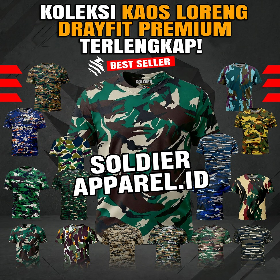 Kaos Loreng Dryfit – Ringan, Terrain Camo Series - Adem & Nyaman untuk Aktivitas harian