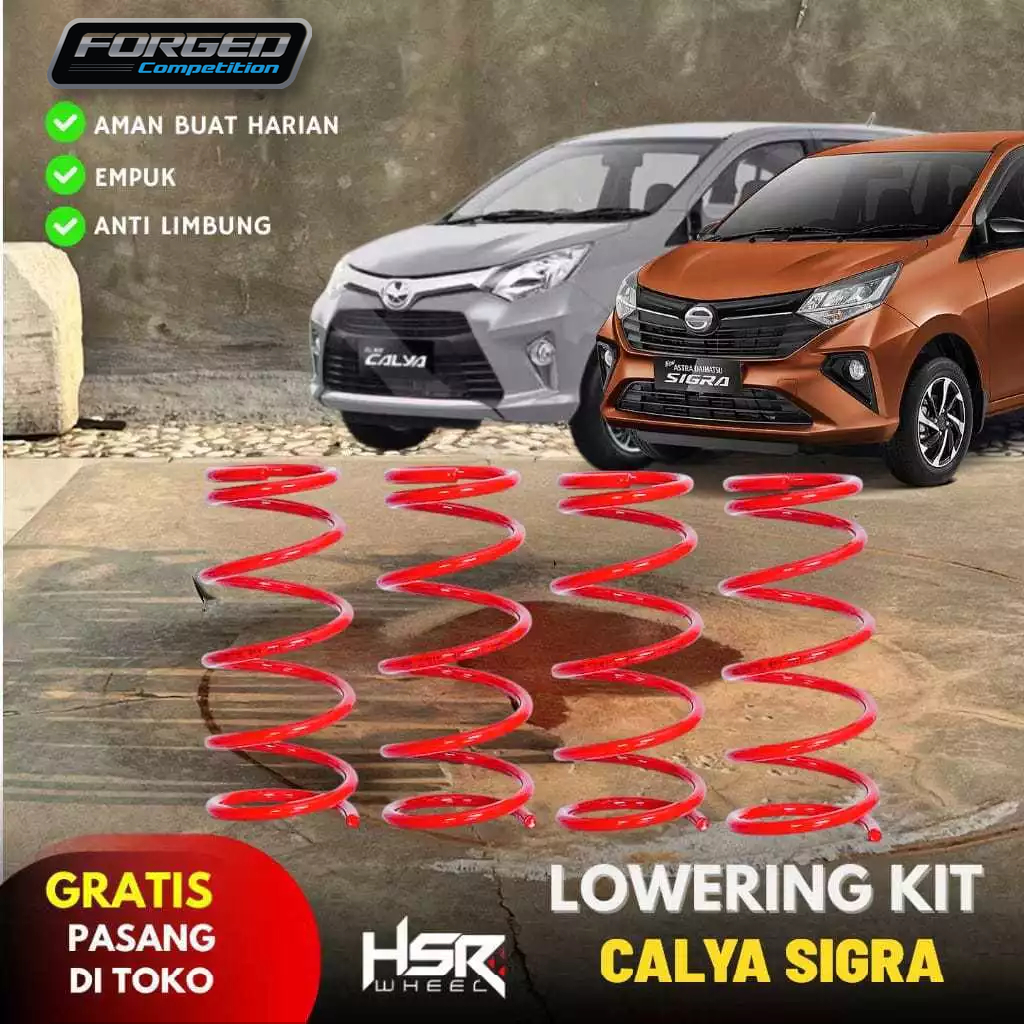 Lowering Kit Hsr Red Untuk Mobil Calya & Sigra || Spring Per Mobil Ceper Hsr Calya & Sigra Pnp