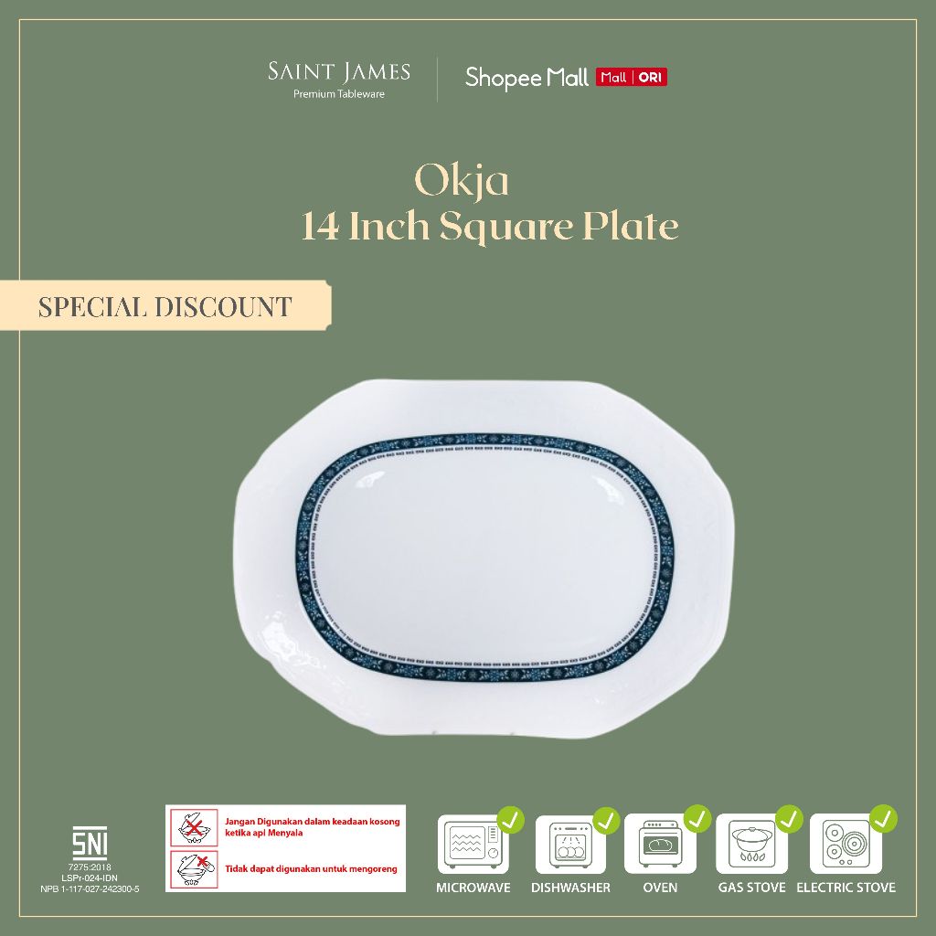 Saint James 14 Inch Square Plate (Okja)