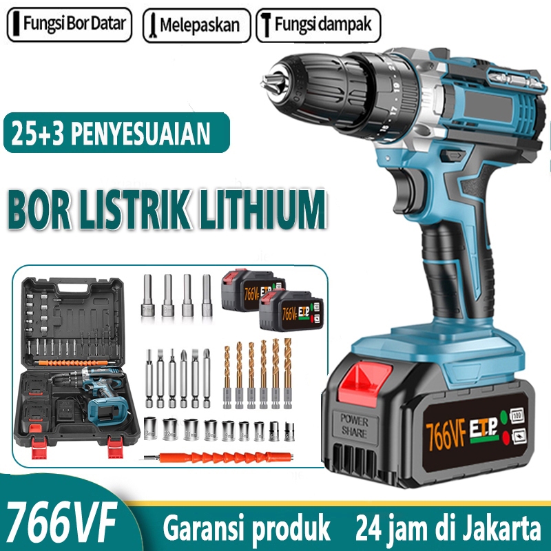 766V Mesin Bor Baterai Tangan Cordless Drill Baterai impact drill Cordless Electric Drill Impact