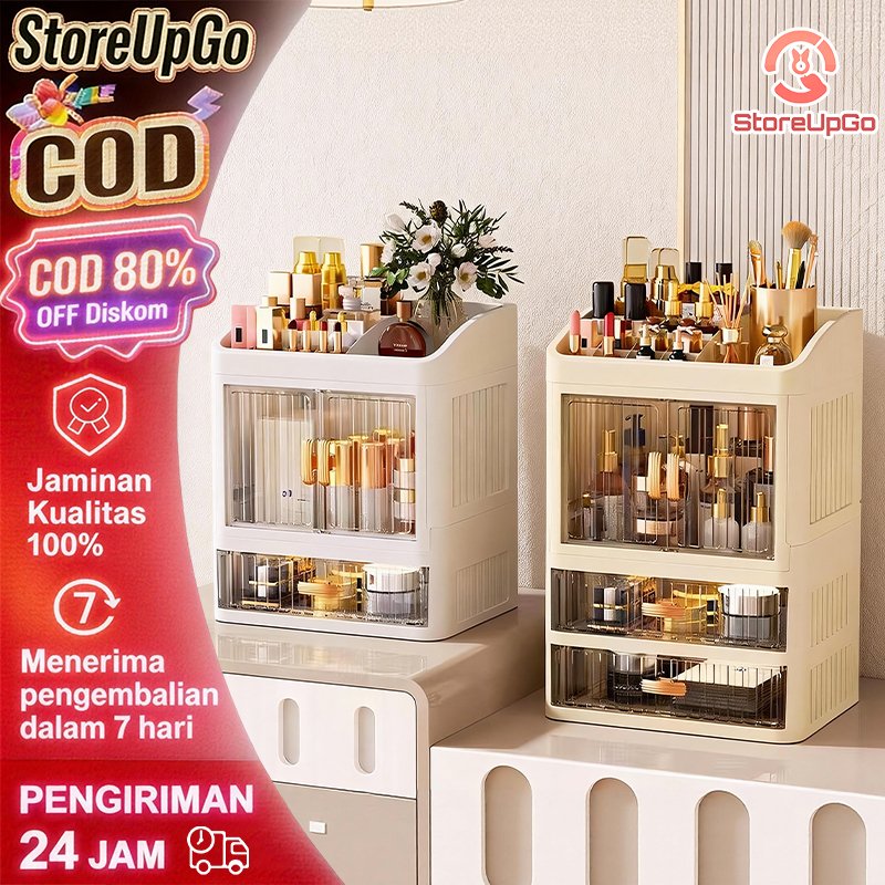 COD - Kotak Rias Meja Lemari Penyimpanan Meja Rias Dengan Laci Rak Penyimpanan Bertingkat